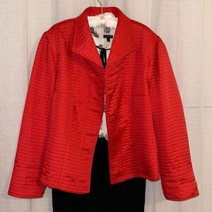 Harve Benard 18 Classic Lux Red Open Front Light Quilted Jacket Overcoat